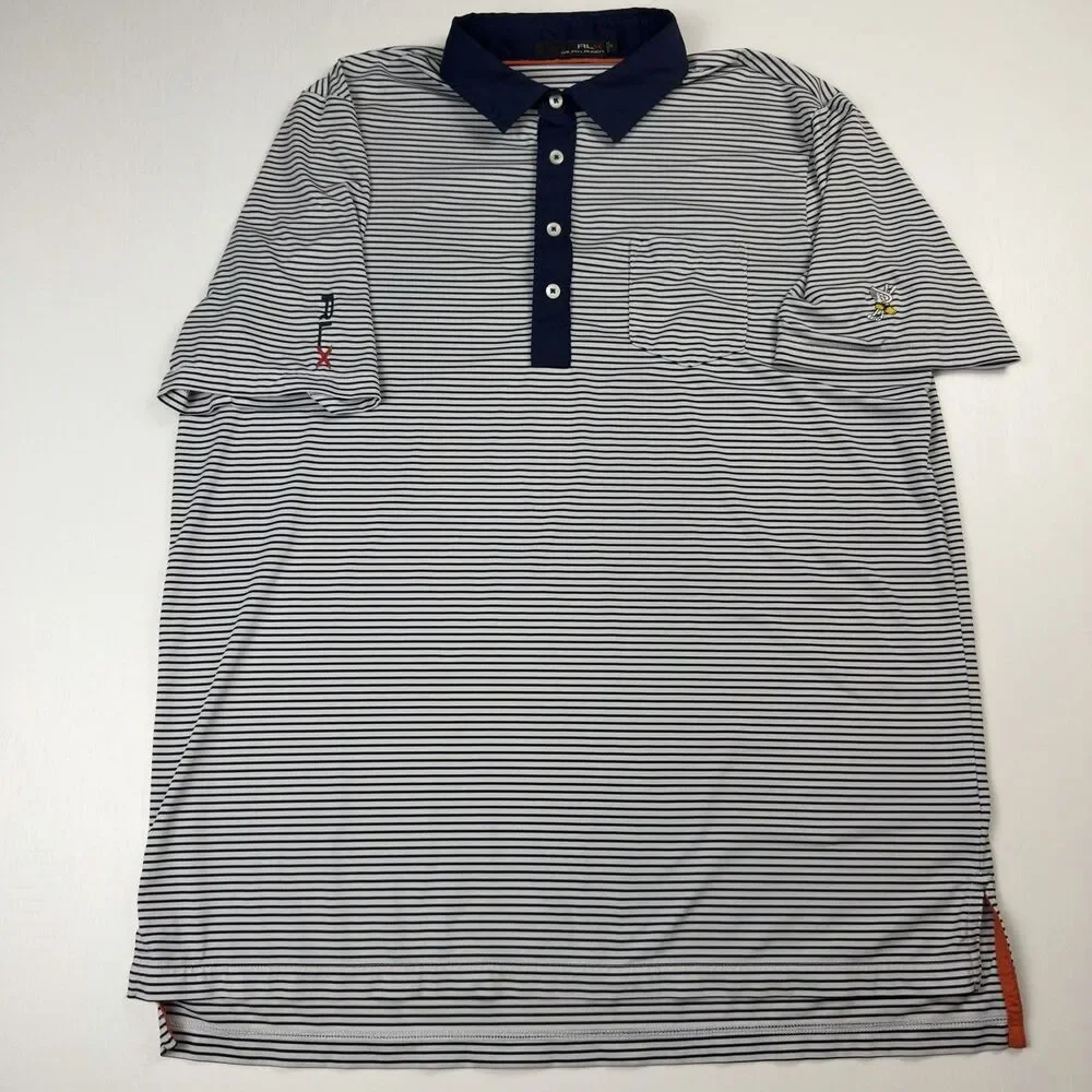 Ralph Lauren RLX Winged Foot Golf Club Polo Mens L Stripe Wicking Performance